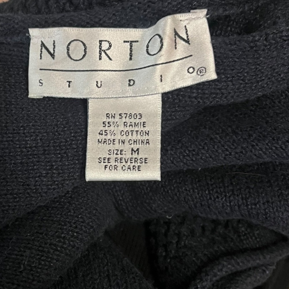 NORTON STUDIO Women's Vintage Navy Blue Knit Sweater With American Flag Medium - Picture 5 of 6